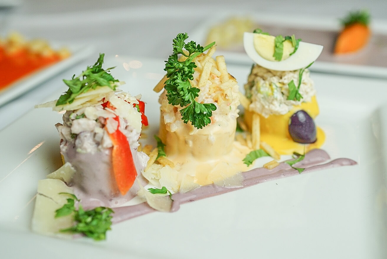 A plate of food with different types of food on it.