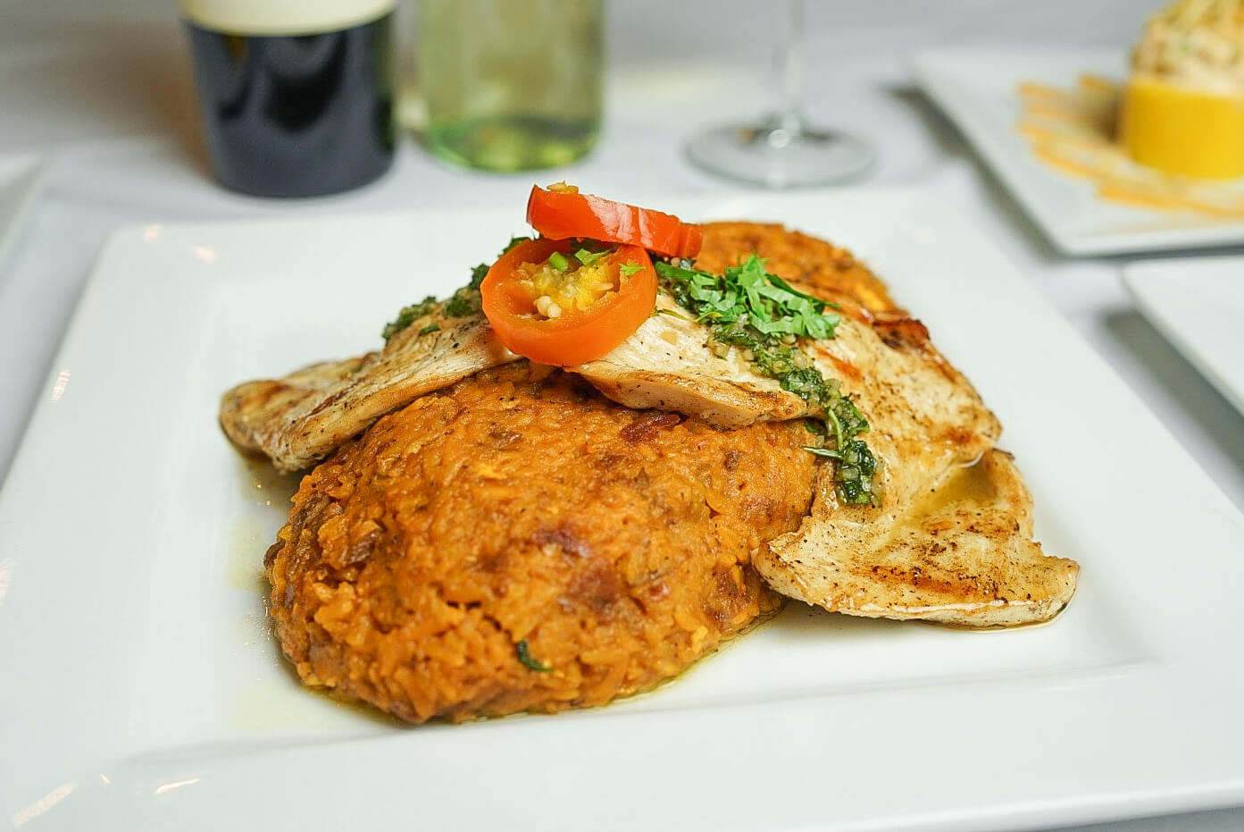 A plate of food on top of a table.